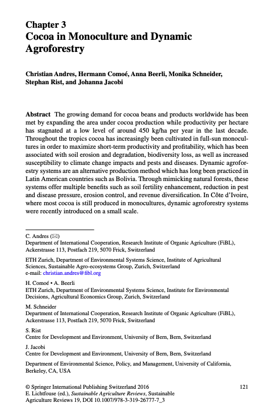 Cocoa in Monoculture and Dynamic Agroforestry
